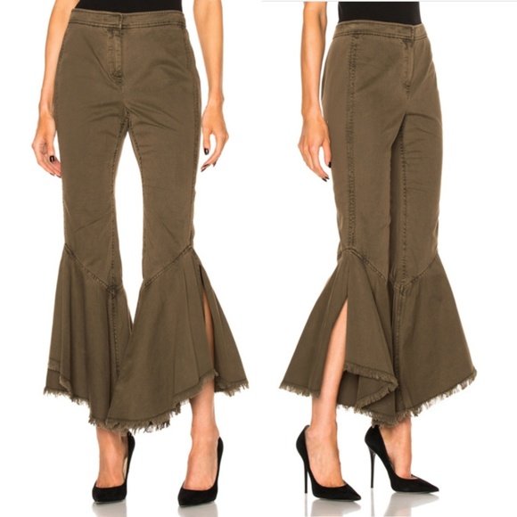 Cinq a Sept Olive Flare Leg Casusl Pants sz 10 - Picture 3 of 8